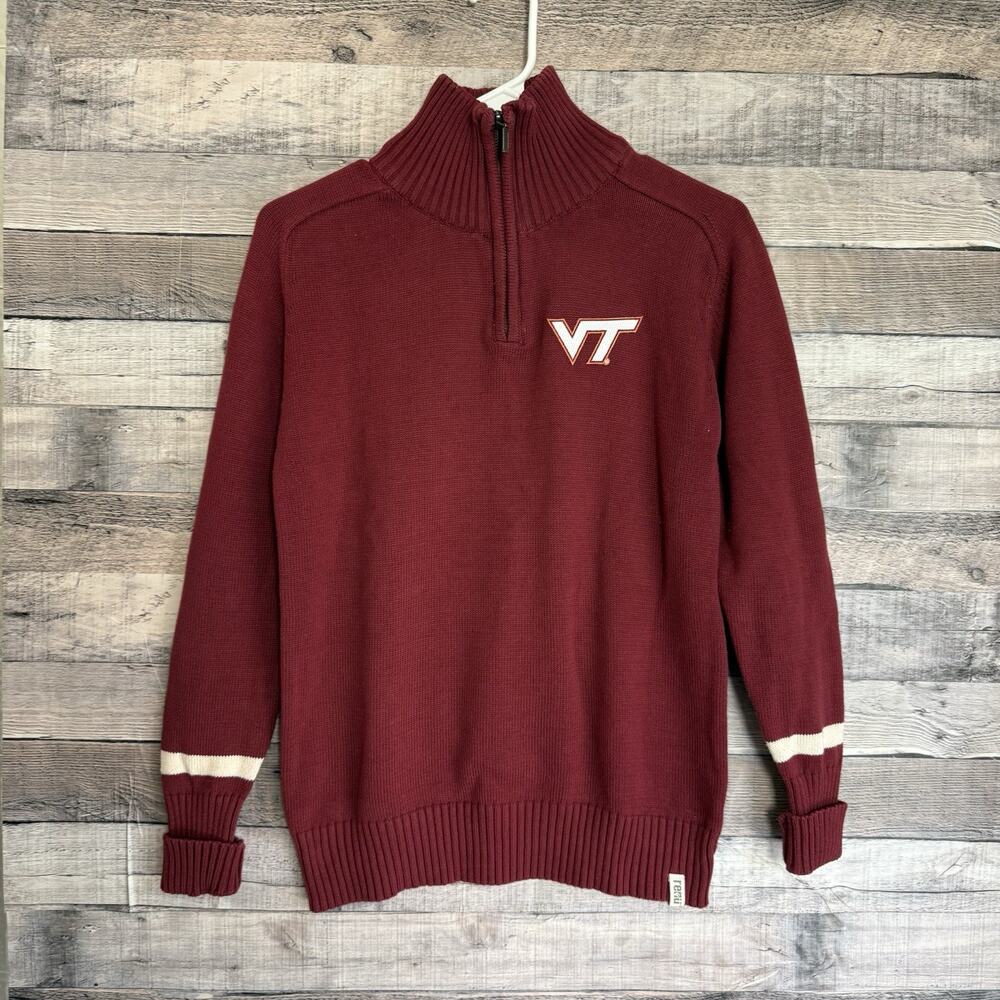 Renu Women's Virginia Tech VT 1/4 Zip Sweater Maroon Knit Pullover Hokies M